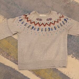 Tan Sweatshirt with Colorful Embroidery
